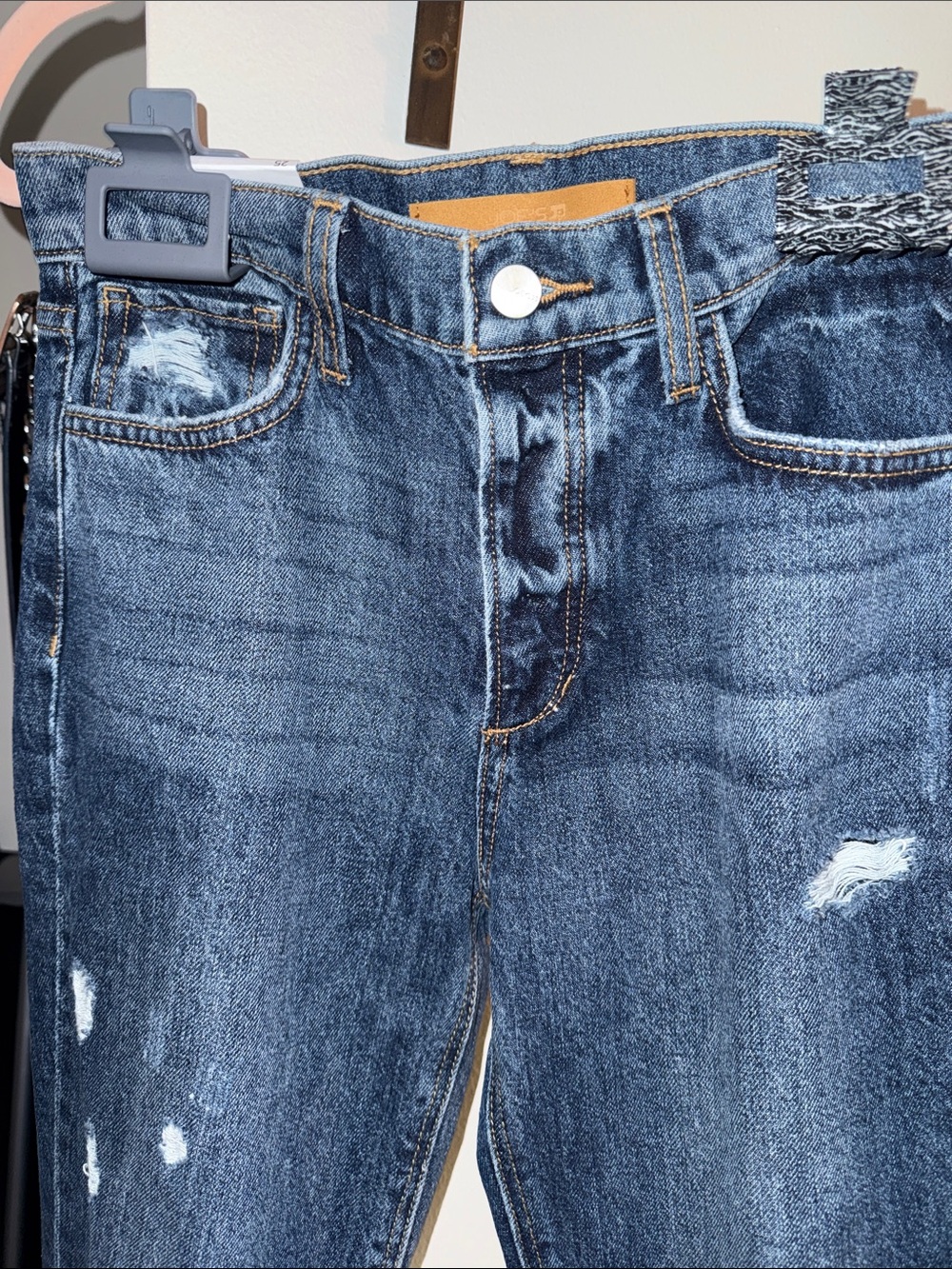 Joe's Jeans Distressed Dark Blue Straight Leg Jeans - Picture 3 of 14